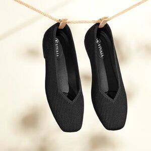 Vivaia Margot 2.0 Square Toe Flat Deep Ebony Black EU Size 39